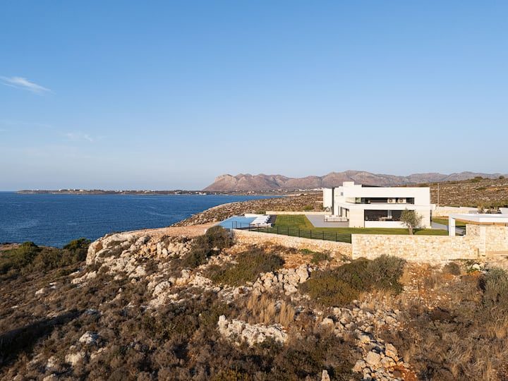 Villa, aerial coastal view
